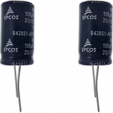 B43851-A9107-M-KIT2 Capacitor eletrolitico EPCOS 100uF 400V (Kit 2x)