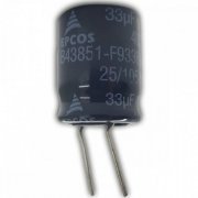 Capacitor eletrolitico EPCOS 33uF 400V 105C 20% Radial 16x20mm 90mA 3000hr 105°C