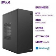 Skul Computador B300 Intel Core I3 13100F 8GB DDR4 SSD 512GB NVME GT710 2GB Fonte 500W Windows 11 Pro