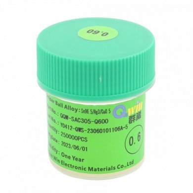 BALLSOLDERBGA0.60MM100K Esfera de Solda BGA 0.60mm 100k pcs Pb free Rohs, SN 96,5 / AG 3 