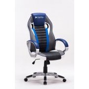 Cadeira Gamer Bluecase Bronze Cor: Azul, Branco, Cinza e Preto / Couro sintético PU / Class-4 gas lift 100mm /