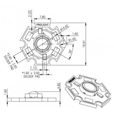 BEC0601073 LED de Alto Brilho Vermelho ProLight 1W 2.2 volts 350ma com Dicip