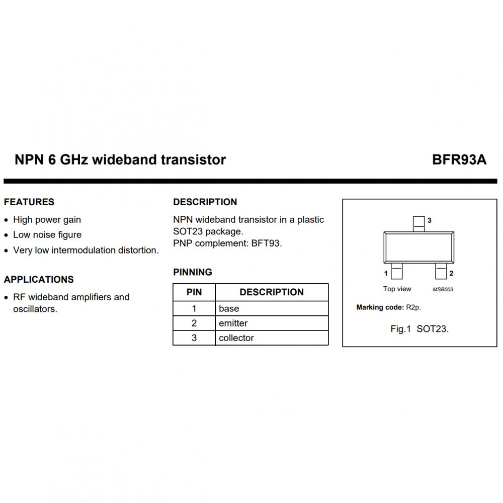 20 Stück BFR93A R2P SOT23 NPN Transistor 6 GHz 35mA 300mW - Foto 7