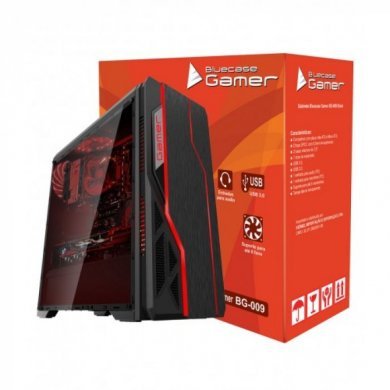 BG-009P BLUECASE GABINETE GAMER PRETO LEDS RGB
