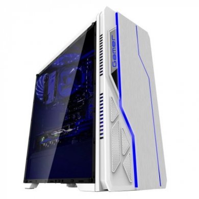 BG-009W Bluecase Gabinete Gamer Branco LEDs RGB