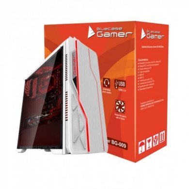 BG-009W Bluecase Gabinete Gamer Branco LEDs RGB