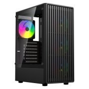 Bluecase gabinete gamer Zion PRO ATX 4x fans rainbow preto lateral em vidro