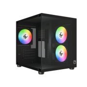 Bluecase gabinete gamer Pure PRO com 3x fans rainbow preto Mid tower frontal e lateral em vidro temperado