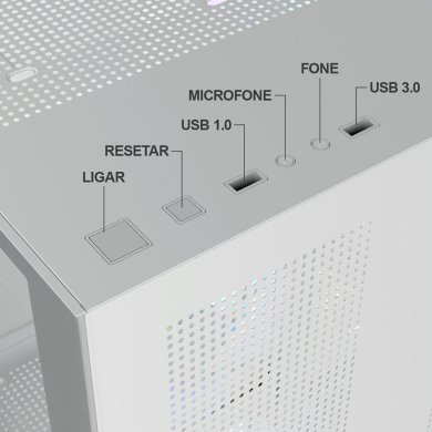 BG-064-WH Bluecase gabinete gamer Pure PRO com 3x fans rainbow branco