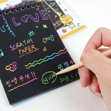 Caderno De Desenho Com Papel Mágico Colorido