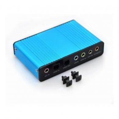 BLU-0555 Placa de Som USB Externa 5.1 com 6 Canais Spdif