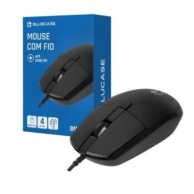 BM112B Bluecase mouse com fio 4 botões 2000DPI USB Preto