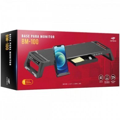 BM-100BK C3Tech suporte para monitor BM-100 4x USB preto