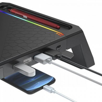 C3Tech suporte para monitor BM-L100 RBG 4x USB preto