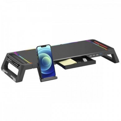 BM-L100BK C3Tech suporte para monitor BM-L100 RBG 4x USB preto