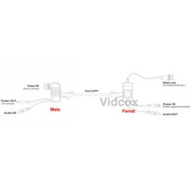 Video Balun CCTV BNC para Cat5e Cat6 UTP