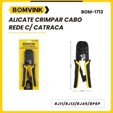 BOM-1713 Bomvink Alicate Crimpador com catraca RJ11 RJ12 RJ45-8P6P