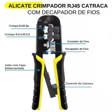 BOM-1713 Bomvink Alicate Crimpador com catraca RJ11 RJ12 RJ45-8P6P