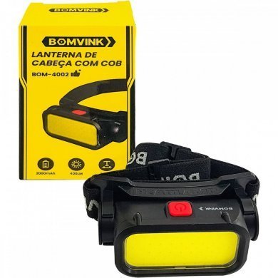 Lanterna de cabeça com LED COB recarregável USB-C