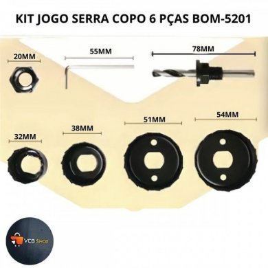 BOM-5201 Bomvink kit de serras copo com 6 peças