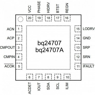 CI BQ24707A controlador de carga bateria QFN20 SMD