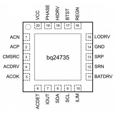 CI BQ735 controlador de carga QFN20 SMD