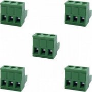 Borne plug KRE 3 vias fêmea verde (Kit 5x unidades) 