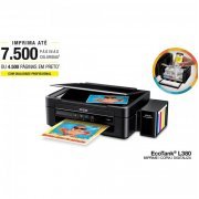 Epson Multifuncional L380 EcoTank Impressora, Scanner, Copiadora, 33 PPM, Cartuchos: T664