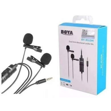 BY-M1DM Boya Microfone Lapela Duplo Para Celular