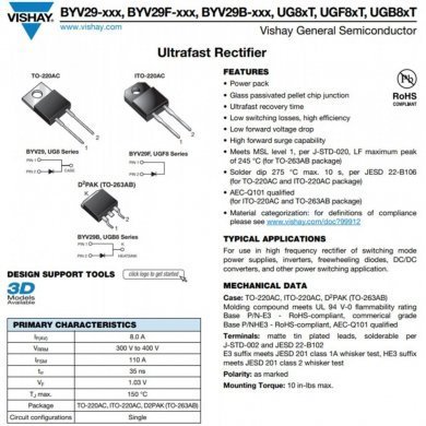 BYV29B 5x Diodo Retificador Ultra Fast 500V 9A BYV29B-600