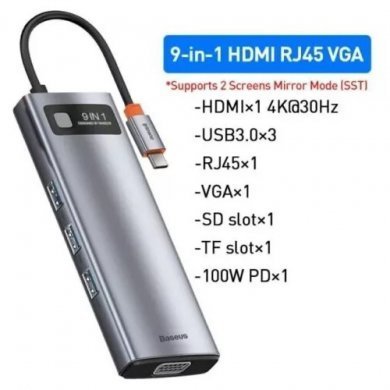 Baseus Docking Station 9 em 1 USB-C