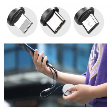 CAMLT-BYG1 Baseus cabo USB retrátil 3 em 1 cinza 3.5A 1.2m