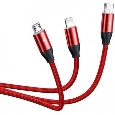 CAMLT-FX09 Baseus cabo USB 3 em 1 micro USB lightning USB-C