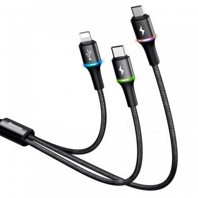 CAMLT-HA01 Baseus cabo Halo 3 em 1 micro USB lightning USB-C
