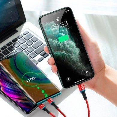 CAMLT-HA01 Baseus cabo Halo 3 em 1 micro USB lightning USB-C