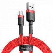 Baseus Cabo USB Tipo C Cafule 2A 2 metro fio de cobre puro trançado em nylon Vermelho de alta resistência e to