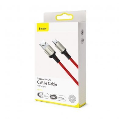 CATKLF-VA09 Baseus cabo USB tipo C Cafule VOOC 5A vermelho 1m