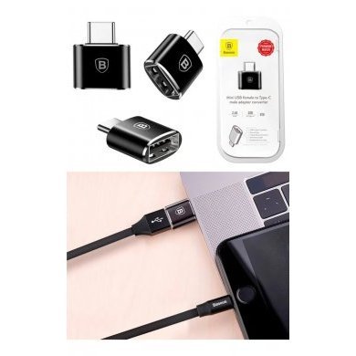 CATOTG-01 Baseus Mini Adaptador USB para Type-C 2.4A preto