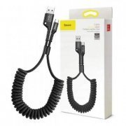 Baseus cabo USB tipo C Fish-eye Spring 2A 1m preto cabo em espiral trançado em nylon