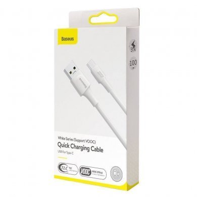 CATSW-F02 Baseus cabo USB tipo C suporte VOOC 5A 1m branco