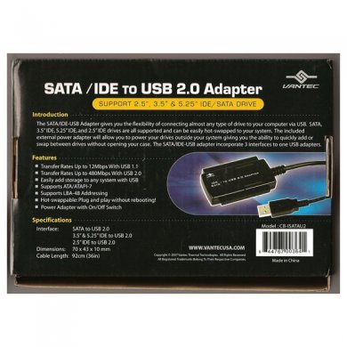 CB-ISATAU2 Adaptador SATA/IDE Vantec CB-ISATAU2, USB 2.0 para SATA - Drives 
