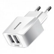 Baseus Carregador 2.1A Duplo USB de Parede Cor Branco