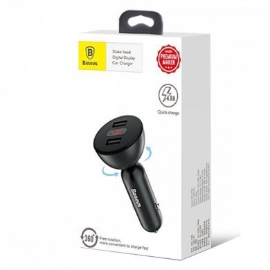 CCALL-YT01 Baseus carregador veicular Shake Head 2 USB 3.0