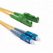 Cordao Duplex Monomodo E2000-APC/LC-PC 10M 2 fibras 9/125 E2000 polimento APC para LC polimento PC, cor azul 1