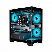 K-Mex gabinete gamer aquário Poseidon preto m-ATX 