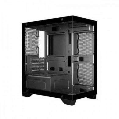 K-Mex gabinete gamer aquário Poseidon preto m-ATX