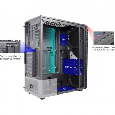 K-MEX GABINETE GAMER KRATOS 3 CG-50TP RGB