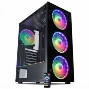 Kmex Gabinete Torre ATX Atlantis Star 3 Fans ARGB Lateral em Vidro Fumê, 3 Fans frontais ARGB 120mm com contro