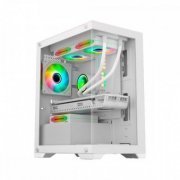 K-Mex gabinete gamer aquário Poseidon branco m-ATX 