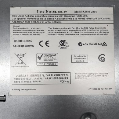 CISCO2801 Roteador Cisco 2800 2801 V04 empresarial